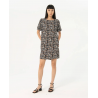 Vestido Surkana corto y recto crepe estampado negro