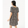 Vestido Surkana corto y recto crepe estampado negro