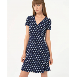 Vestido Surkana corto crepe estampado Marino