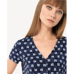 Vestido Surkana corto crepe estampado Marino