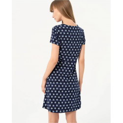 Vestido Surkana corto crepe estampado Marino