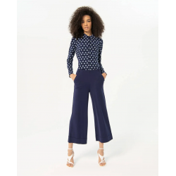 Pantalón Surkana cropped ancho liso Marino