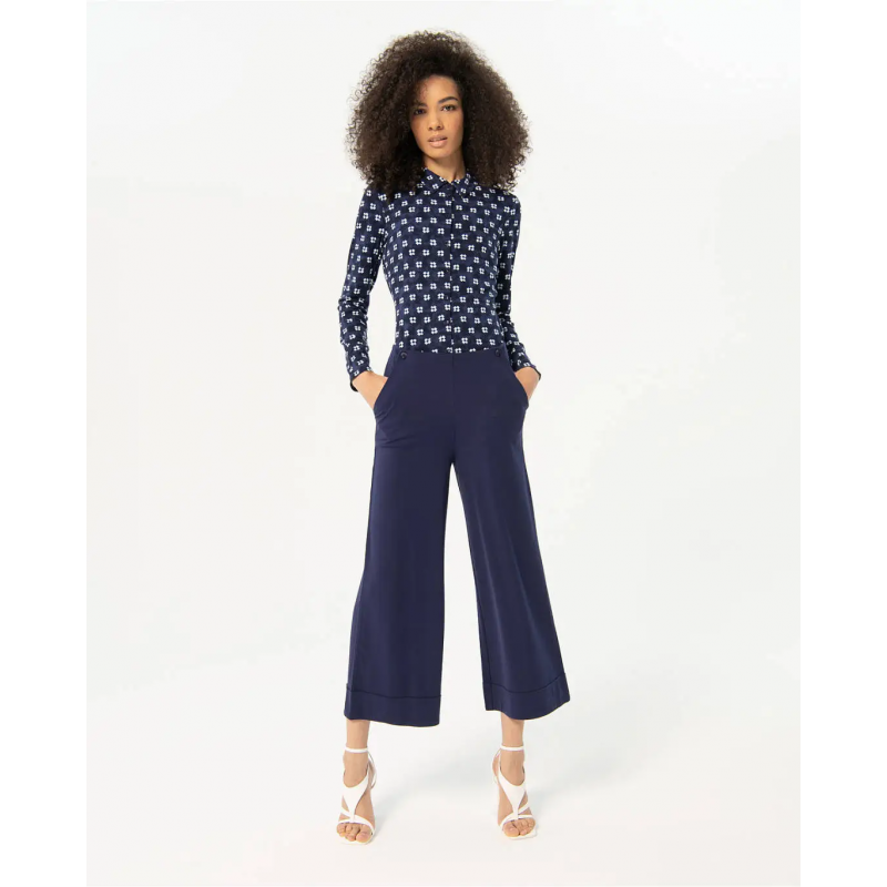 Pantalón Surkana cropped ancho liso Marino