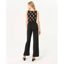 Pantalón Surkana recto elástico liso Negro
