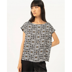 Camiseta Surkana satén manga corta estampada Negro