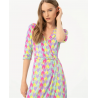 Vestido Surkana midi elástico estampado Multi