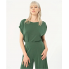 Pantalón Surkana cropped ancho y elástico liso Kaki