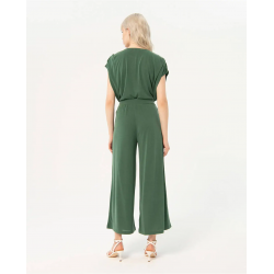 Pantalón Surkana cropped ancho y elástico liso Kaki