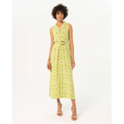 Vestido Surkana largo camisero estampado Verde