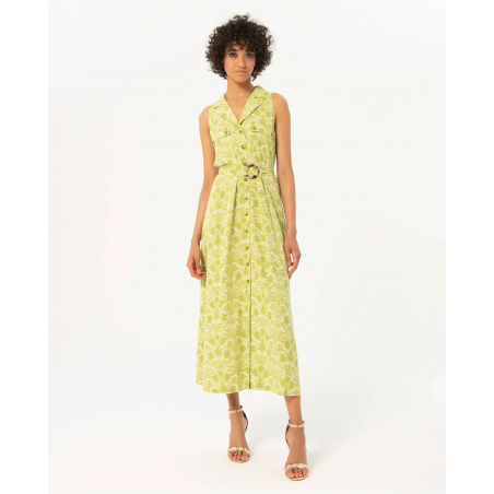 Vestido Surkana largo camisero estampado Verde