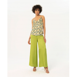 Top Surkana tirantes de satén estampado Verde