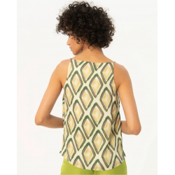 Top Surkana tirantes de satén estampado Verde