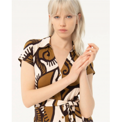 Vestido Surkana corto camisero estampado Kaki