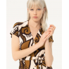 Vestido Surkana corto camisero estampado Kaki