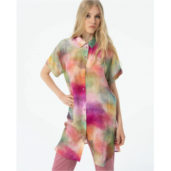 Camisa Surkana larga manga corta estampada Multi
