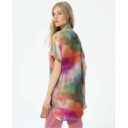 Camisa Surkana larga manga corta estampada Multi