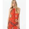 Top Surkana halter de bambula estampada Coral
