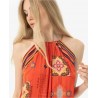 Top Surkana halter de bambula estampada Coral