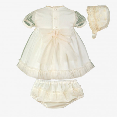 Vestido bebe con braguita y gorro