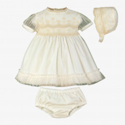 Vestido bebe con braguita y gorro